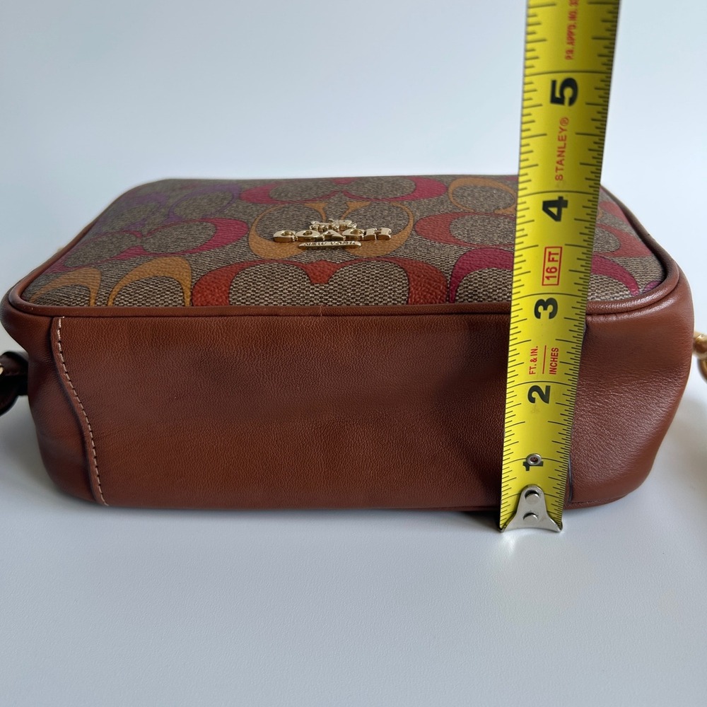 Coach Jes Crossbody 20 Rainbow Signature Canvas Leather Bag C1308 Excellent - Picture 11 of 11